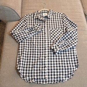 Hester & Orchard Black White Pink Checkered Button Down Top Size Small
